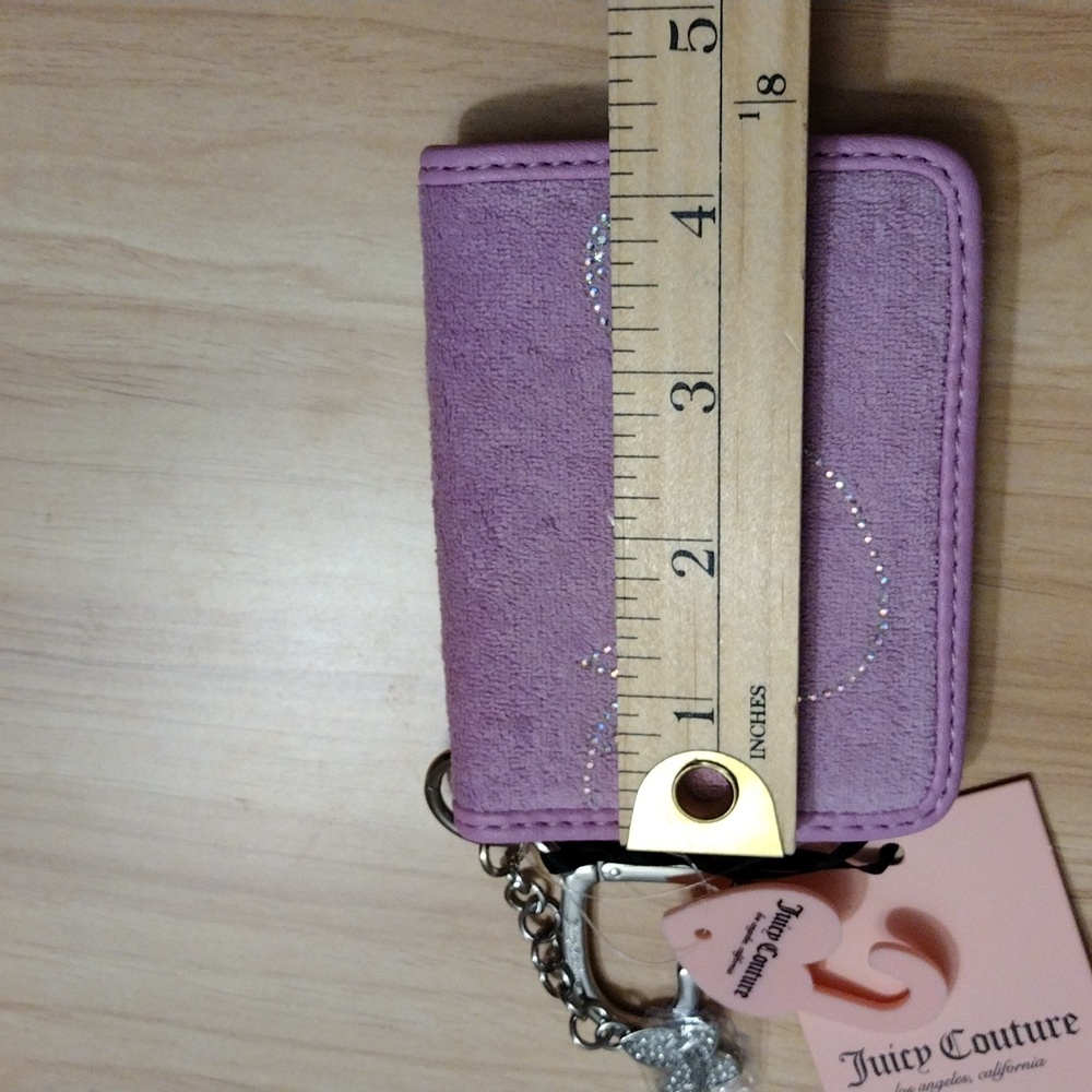 Juicy Couture Violet Tulle Wing It Card Case  with Heart Charm Key Fob 🦋✨ 🆕 - Picture 12 of 12